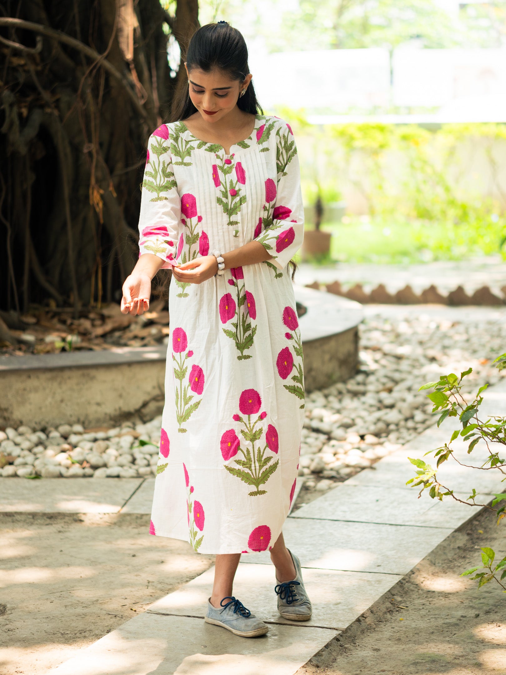 White floral printed dress