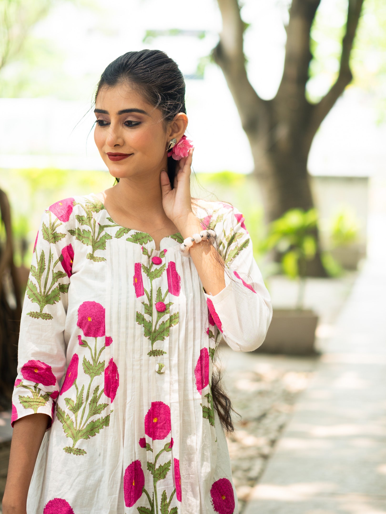 White floral printed dress