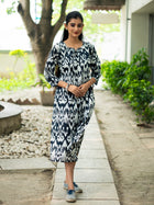 Noir Rhythm Black Ikkat Cotton Dress