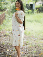 White Drape Hand Spun Cotton Dress - Uttariya