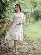 White Drape Hand Spun Cotton Dress - Uttariya