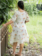 White Drape Hand Spun Cotton Dress - Uttariya