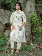 White Heartsong Ivory Embroidered Khadi Cotton kurta