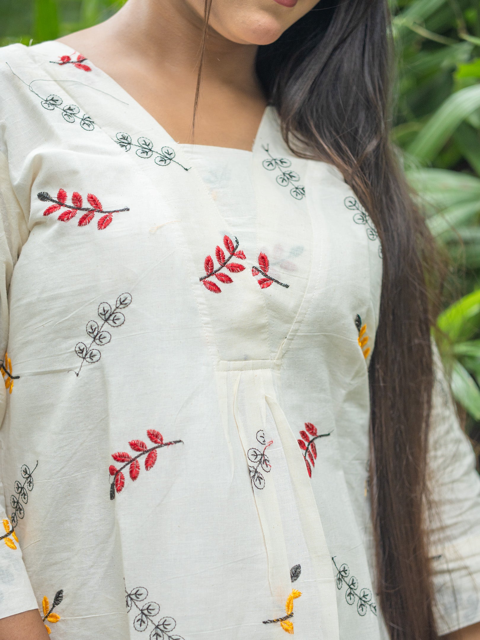 Morning Bloom White Embroidered Cotton Kurta