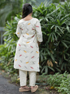 Morning Bloom White Embroidered Cotton Kurta