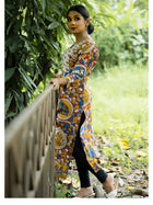 Katha Kalika Silk Kalamkari Kurta - Uttariya