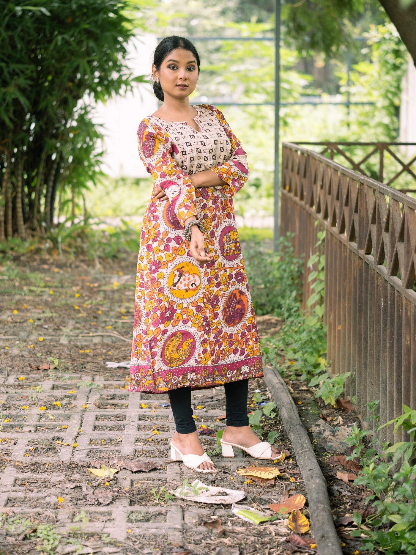 Rang Mayi Silk Kalamkari Kurta - Uttariya