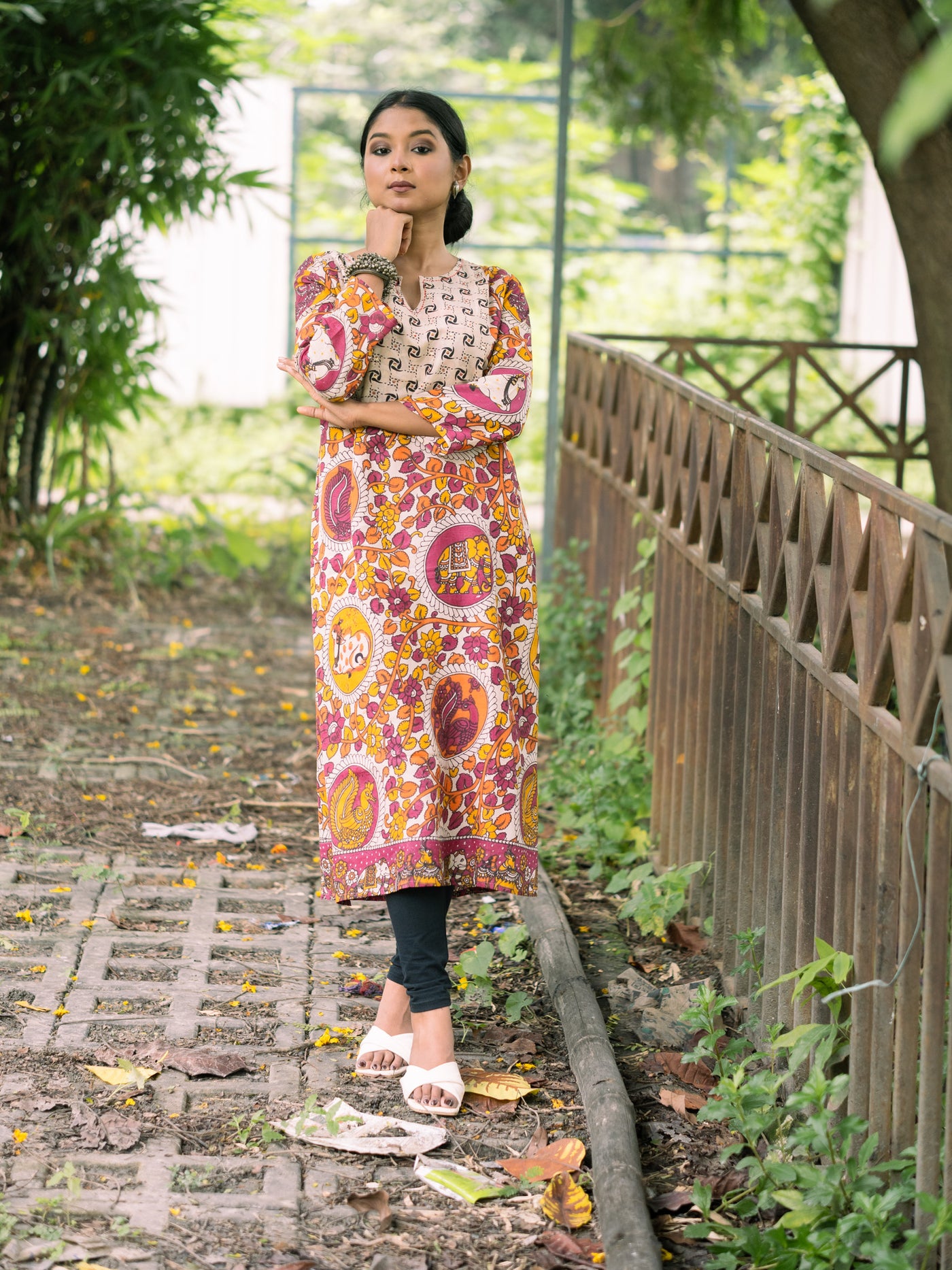 Rang Mayi Silk Kalamkari Kurta - Uttariya