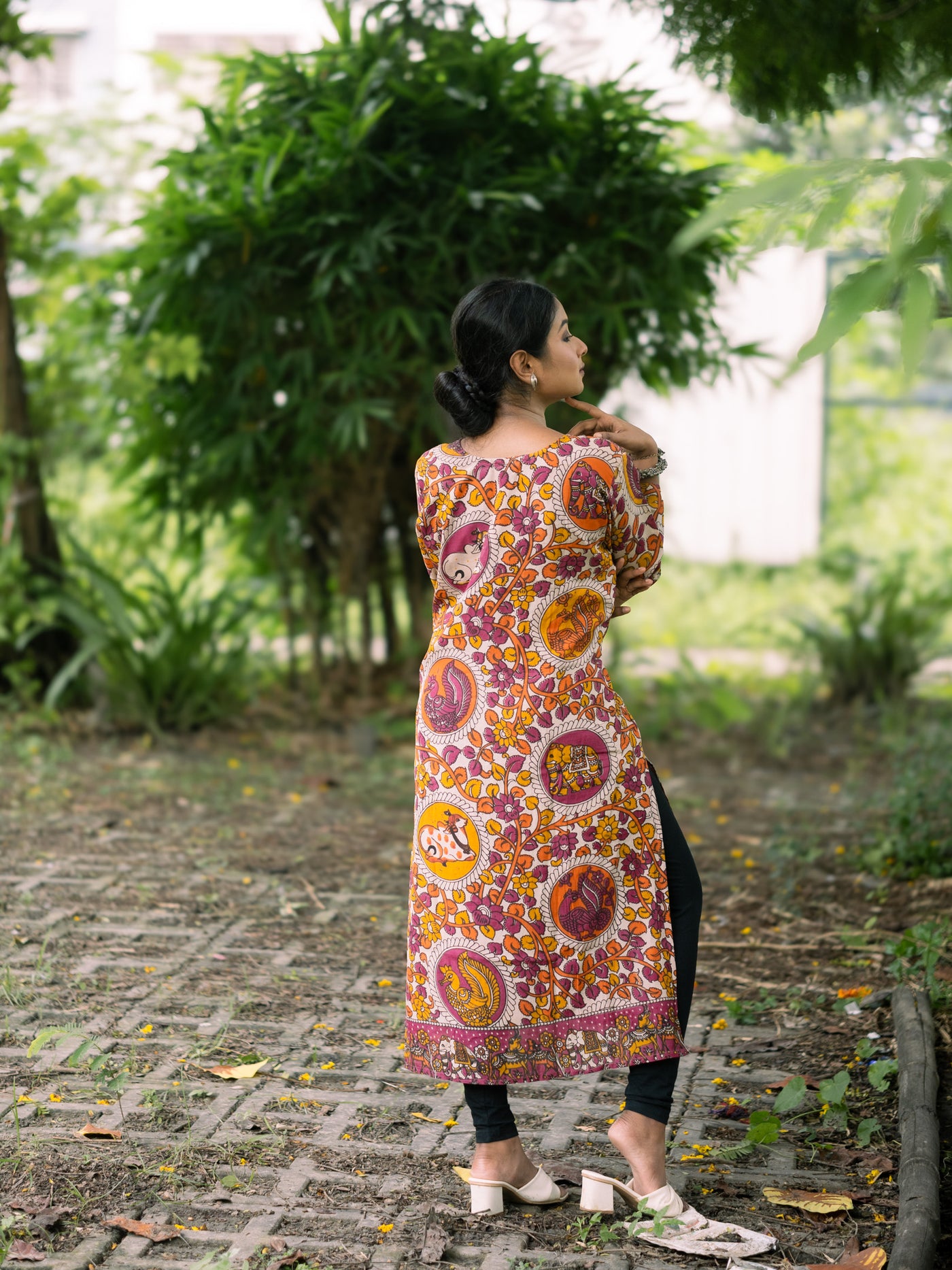 Rang Mayi Silk Kalamkari Kurta - Uttariya