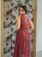 Russet Chevron Rhythm Brown Cotton Dress