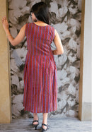 Russet Chevron Rhythm Brown Cotton Dress