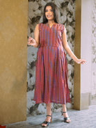 Russet Chevron Rhythm Brown Cotton Dress