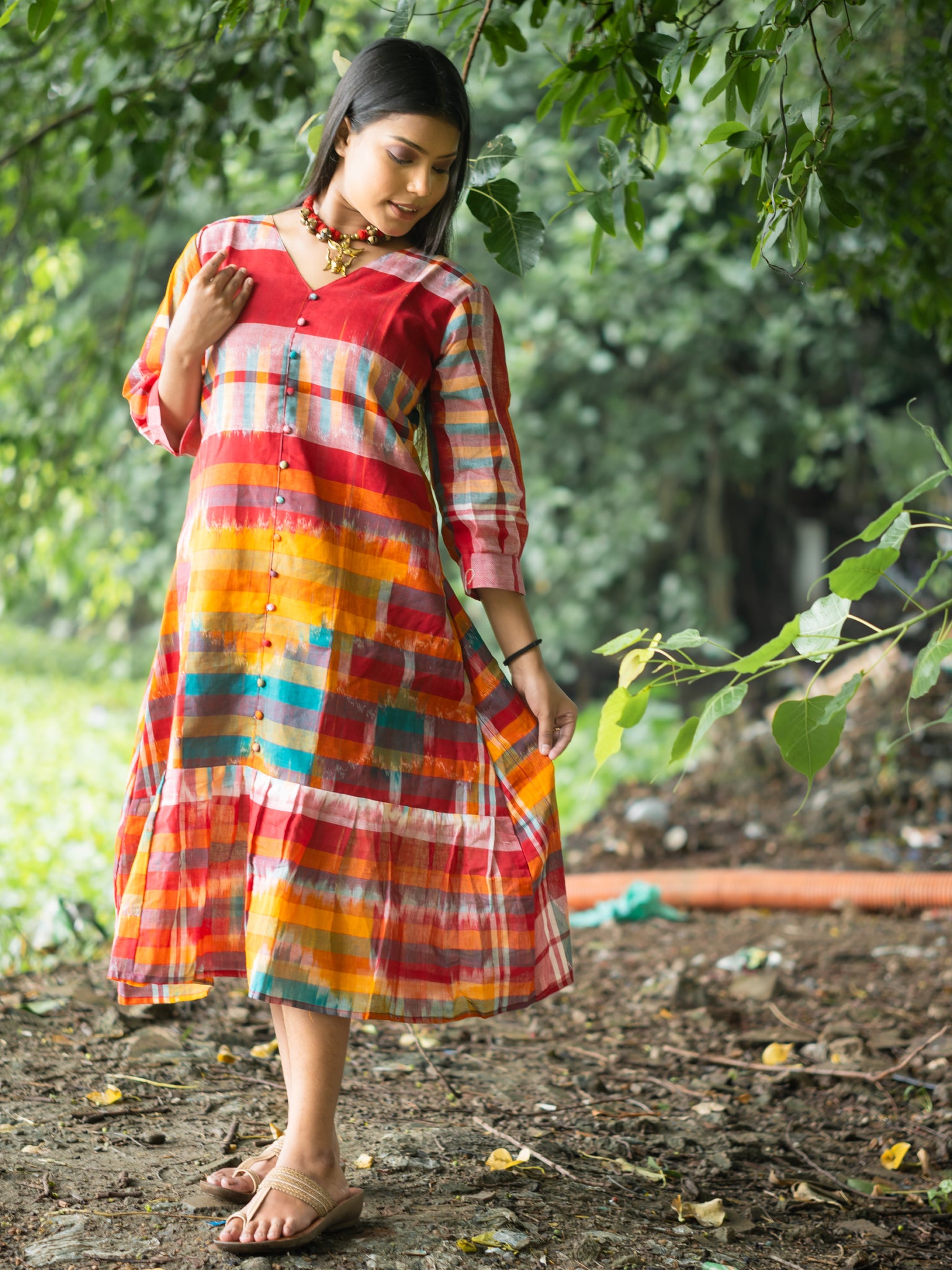 Katha Gamcha Drift Designer Cotton Dress