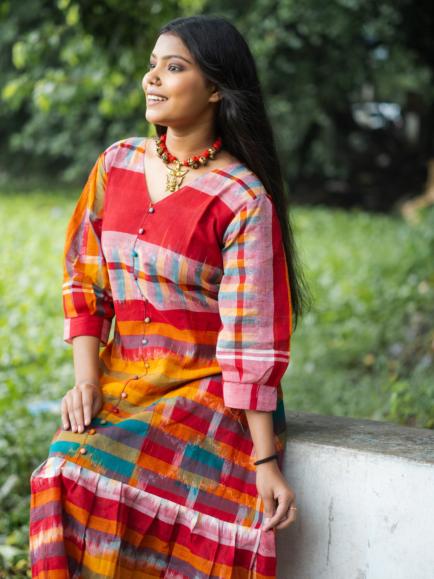 Rangmahal Gamcha Dress - Uttariya