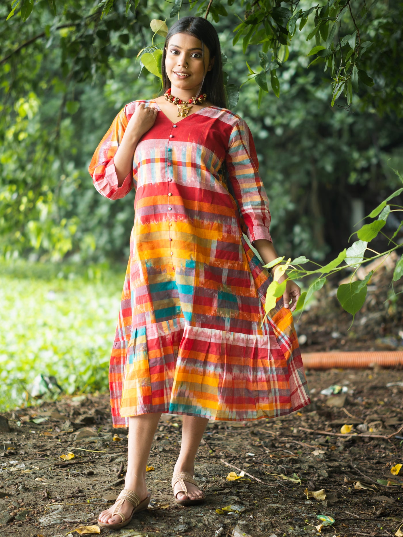 Rangmahal Gamcha Dress - Uttariya
