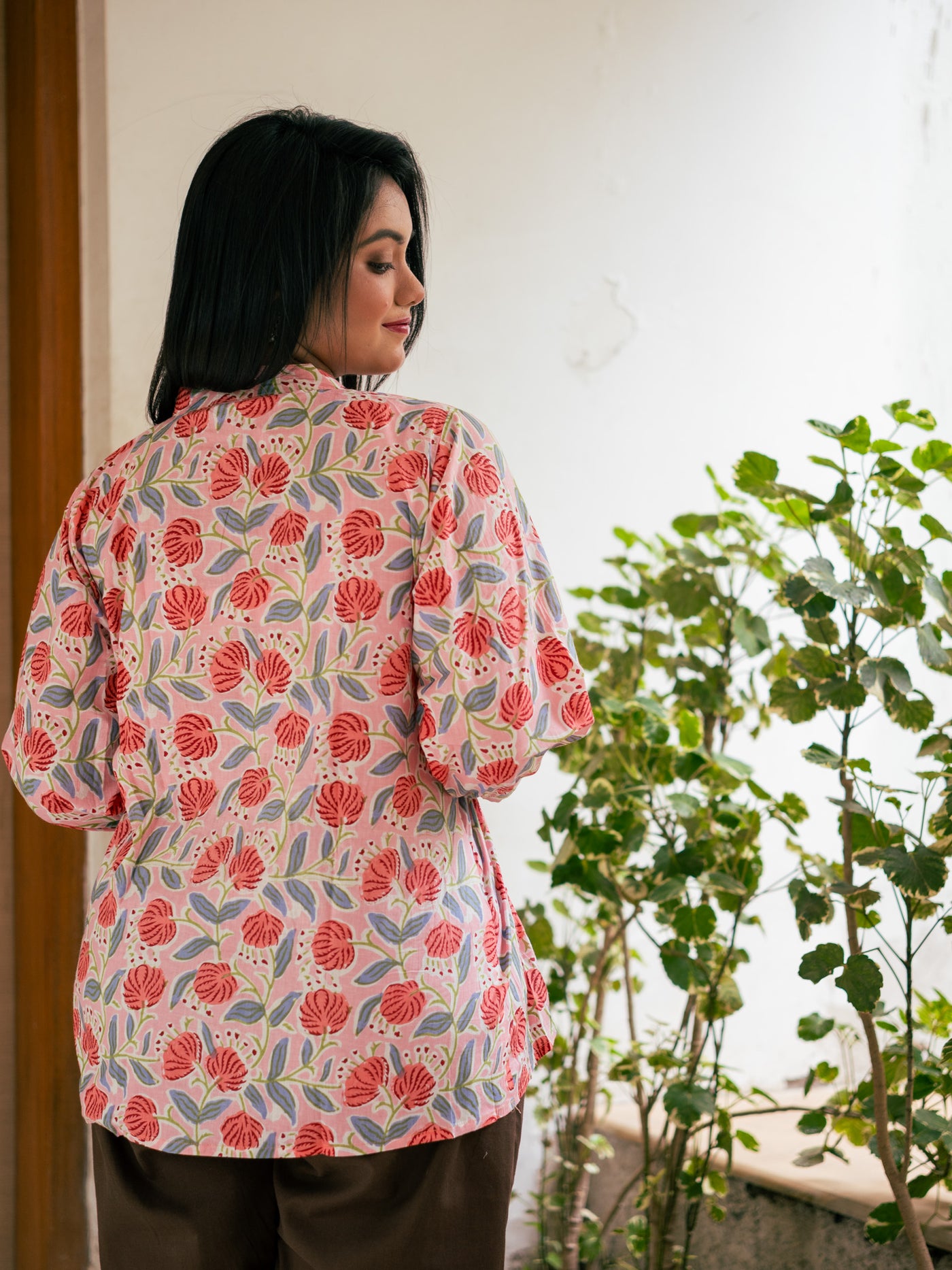 Pink floral printed kurta - Uttariya