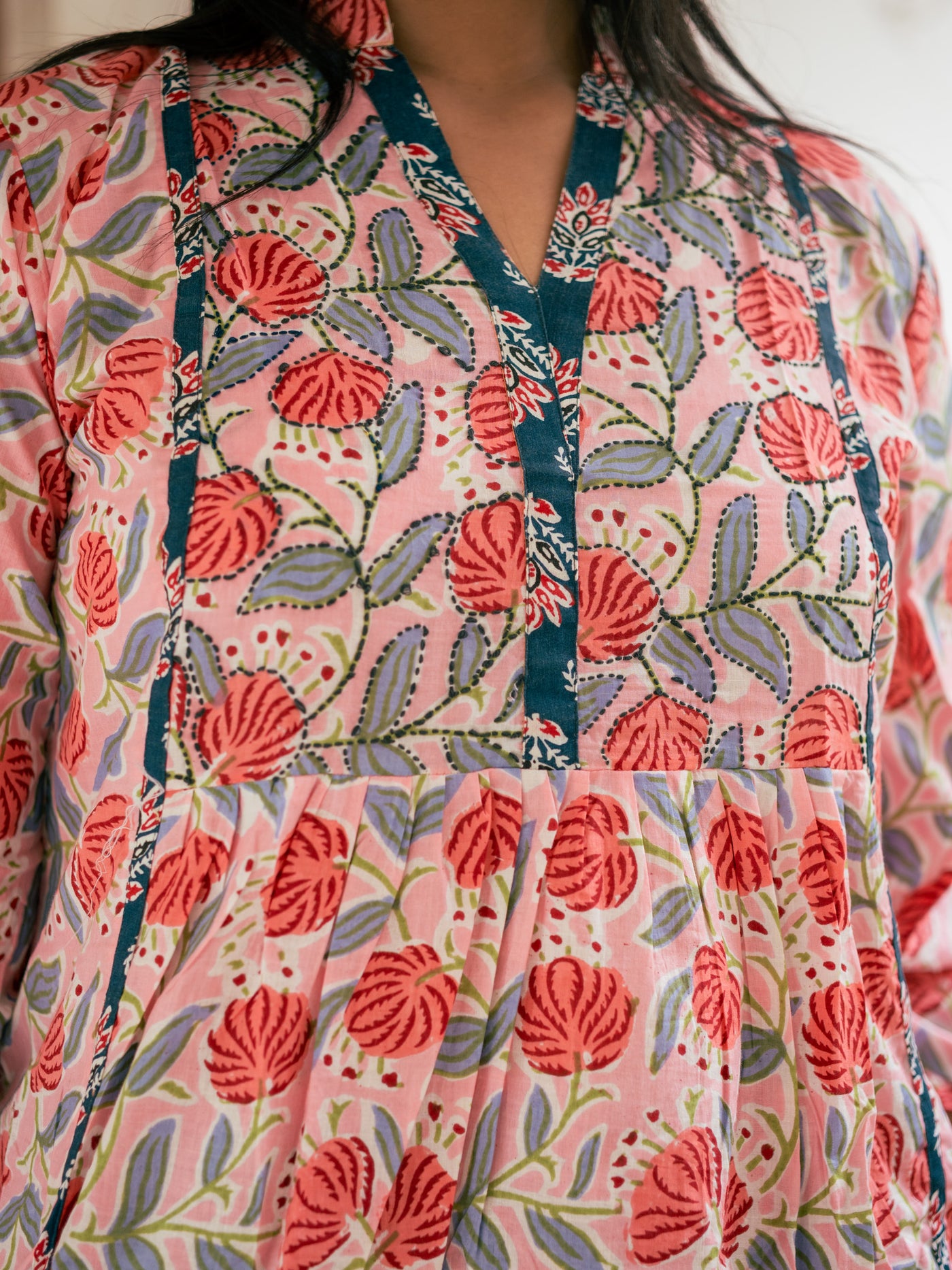 Pink floral printed kurta - Uttariya