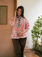 Pink floral printed kurta - Uttariya