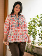 Pink floral printed kurta - Uttariya