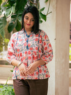 Pink floral printed kurta - Uttariya