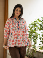 Pink floral printed kurta - Uttariya