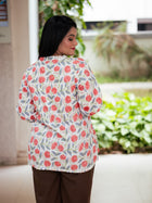 White floral printed kurta - Uttariya