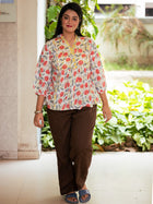 White floral printed kurta - Uttariya