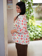 White floral printed kurta - Uttariya