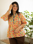 Yellow floral printed top