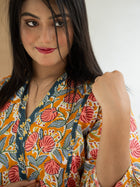 Yellow floral printed top