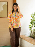 Yellow floral printed top