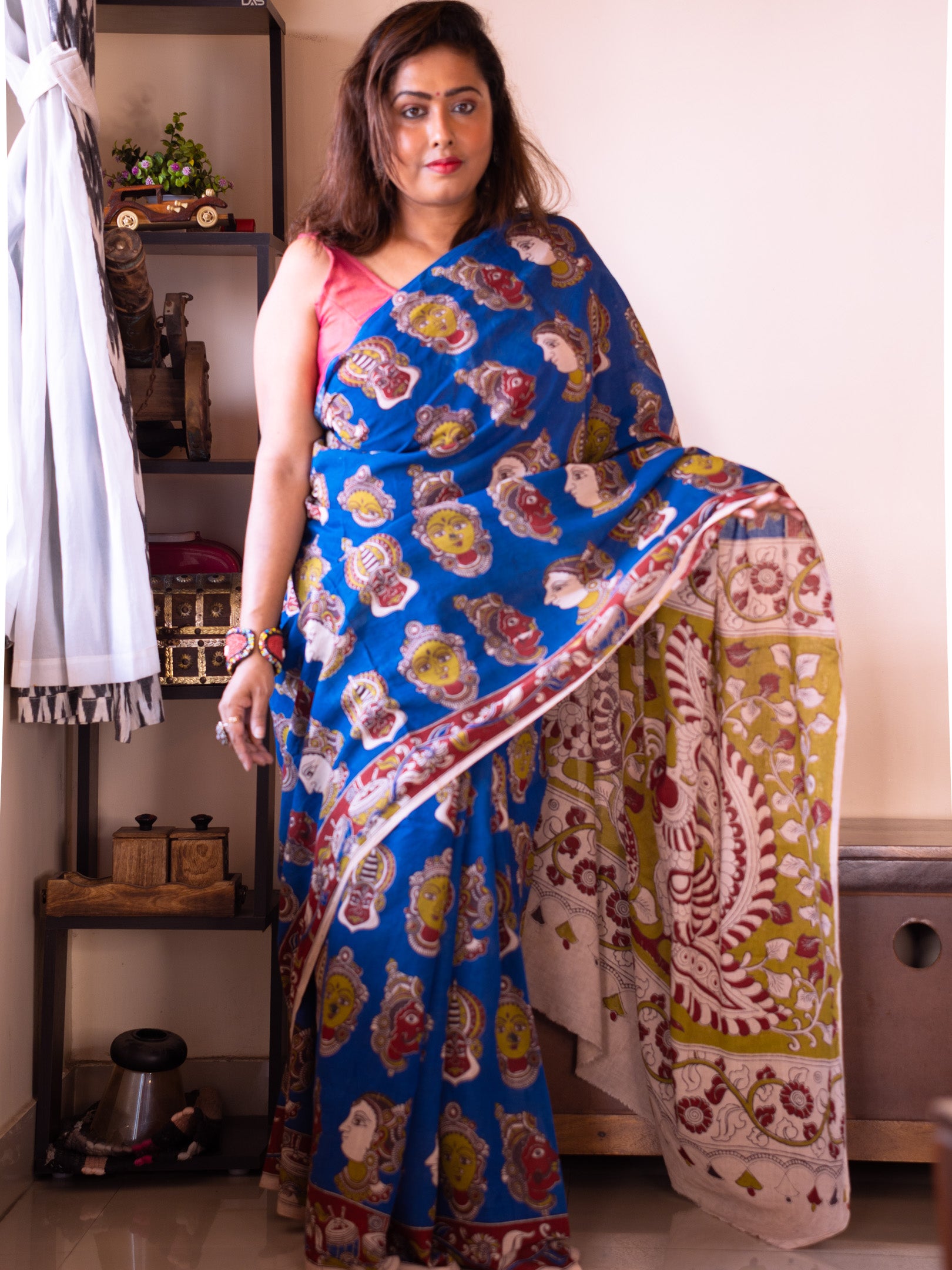 Neelam Kalamkari Saree