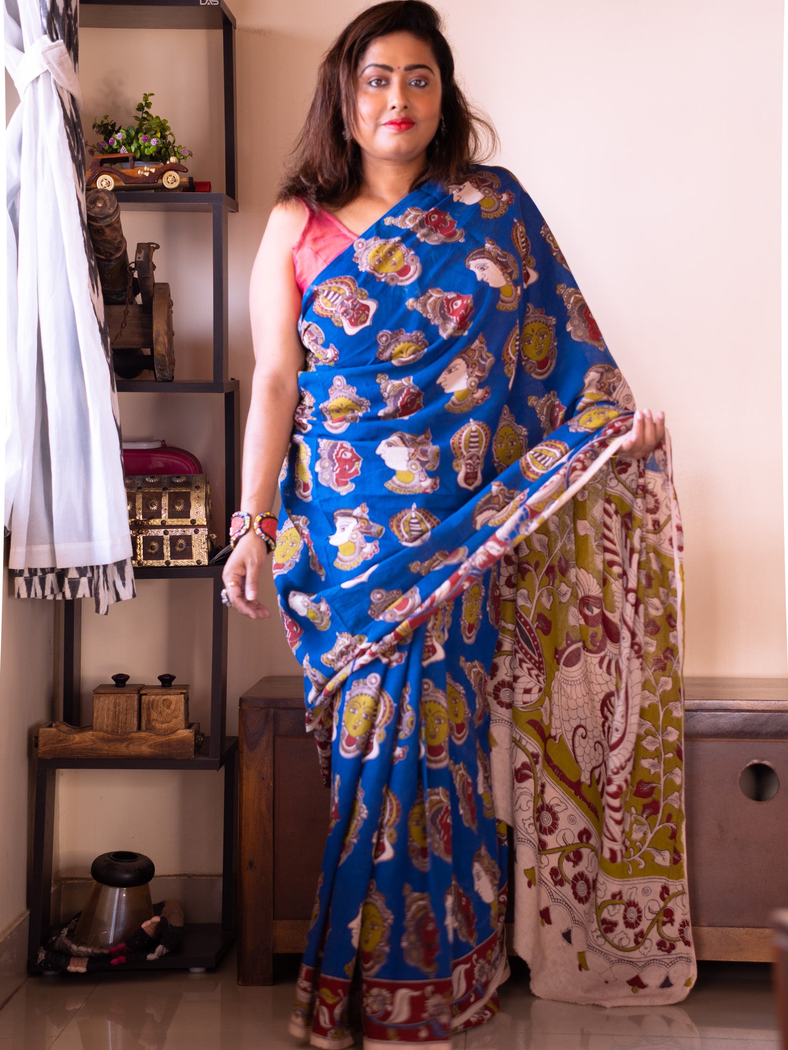 Neelam Kalamkari Saree