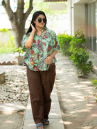 Green printed cotton shirt