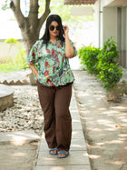 Green printed cotton shirt