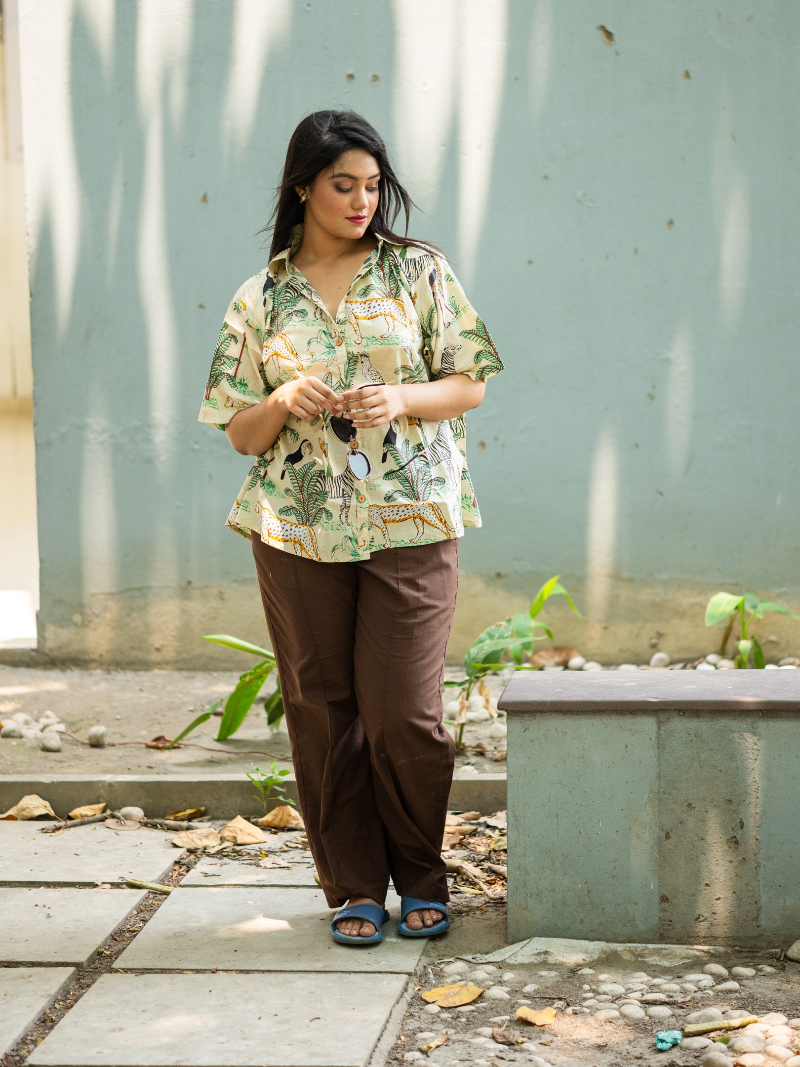 Cream printed shirt