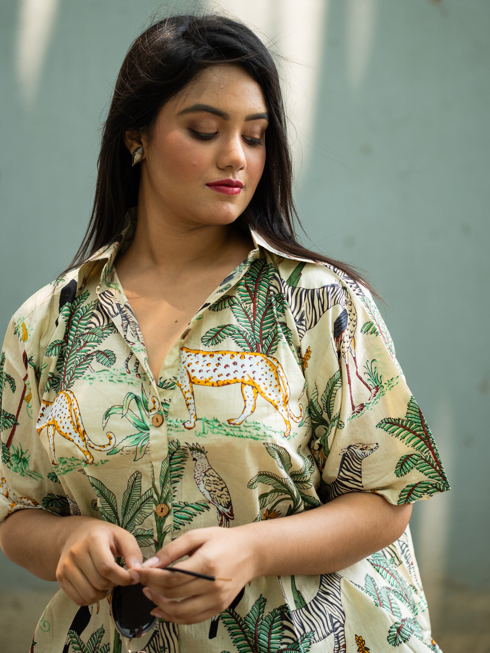 Cream printed shirt