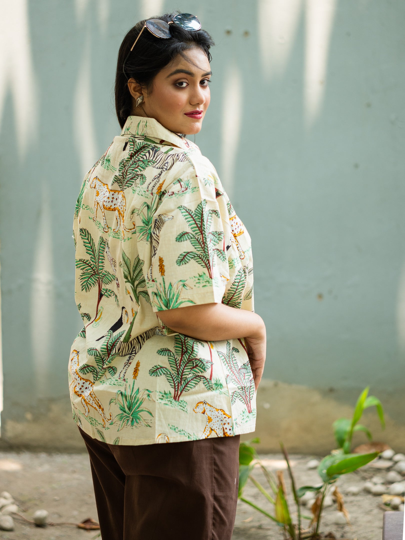 Cream printed shirt