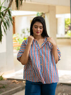Ajrakh Zigzag printed cotton shirt - Uttariya