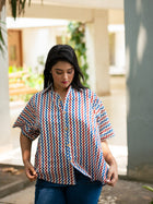 Ajrakh Zigzag printed cotton shirt - Uttariya