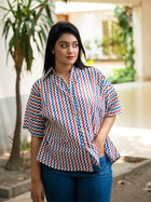 Ajrakh Zigzag printed cotton shirt - Uttariya
