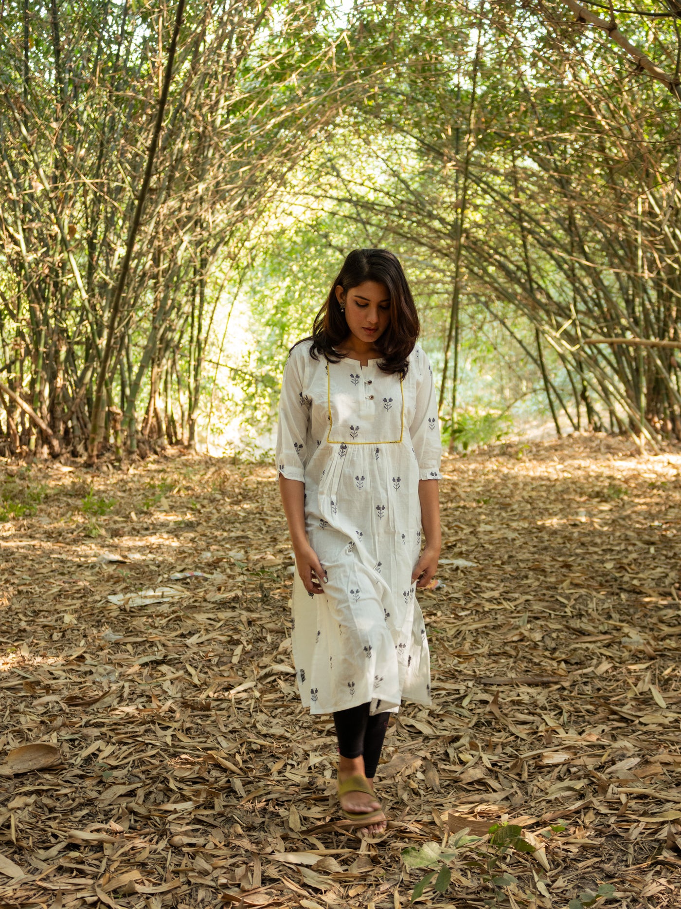 Huntington White Embroidered Cotton Kurta