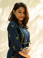Persian Blue Motifs Print Cotton kurta
