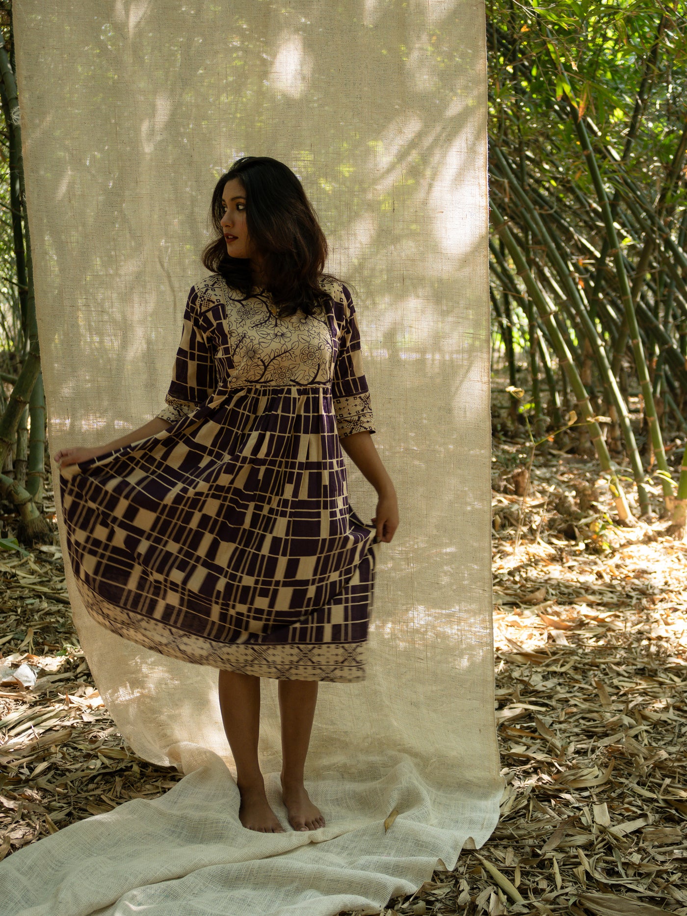 Rajvi Kalam Empire Print Cotton Dress