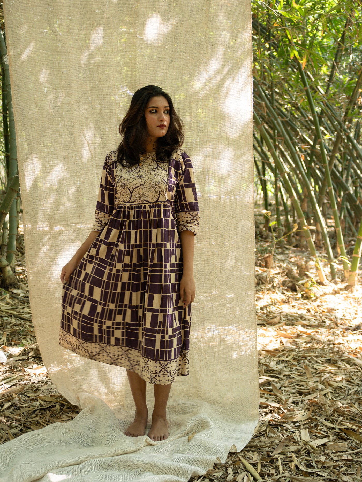 Rajvi Kalam Empire Print Cotton Dress