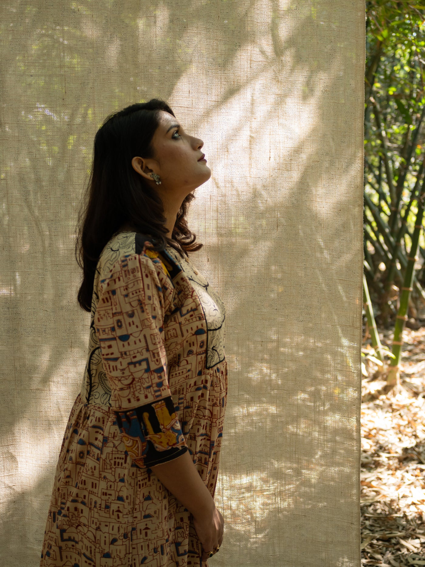 Espresso Kalamkari Print Cotton Dress