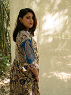 Cobalt Kalamkari Empire Print Cotton Dress
