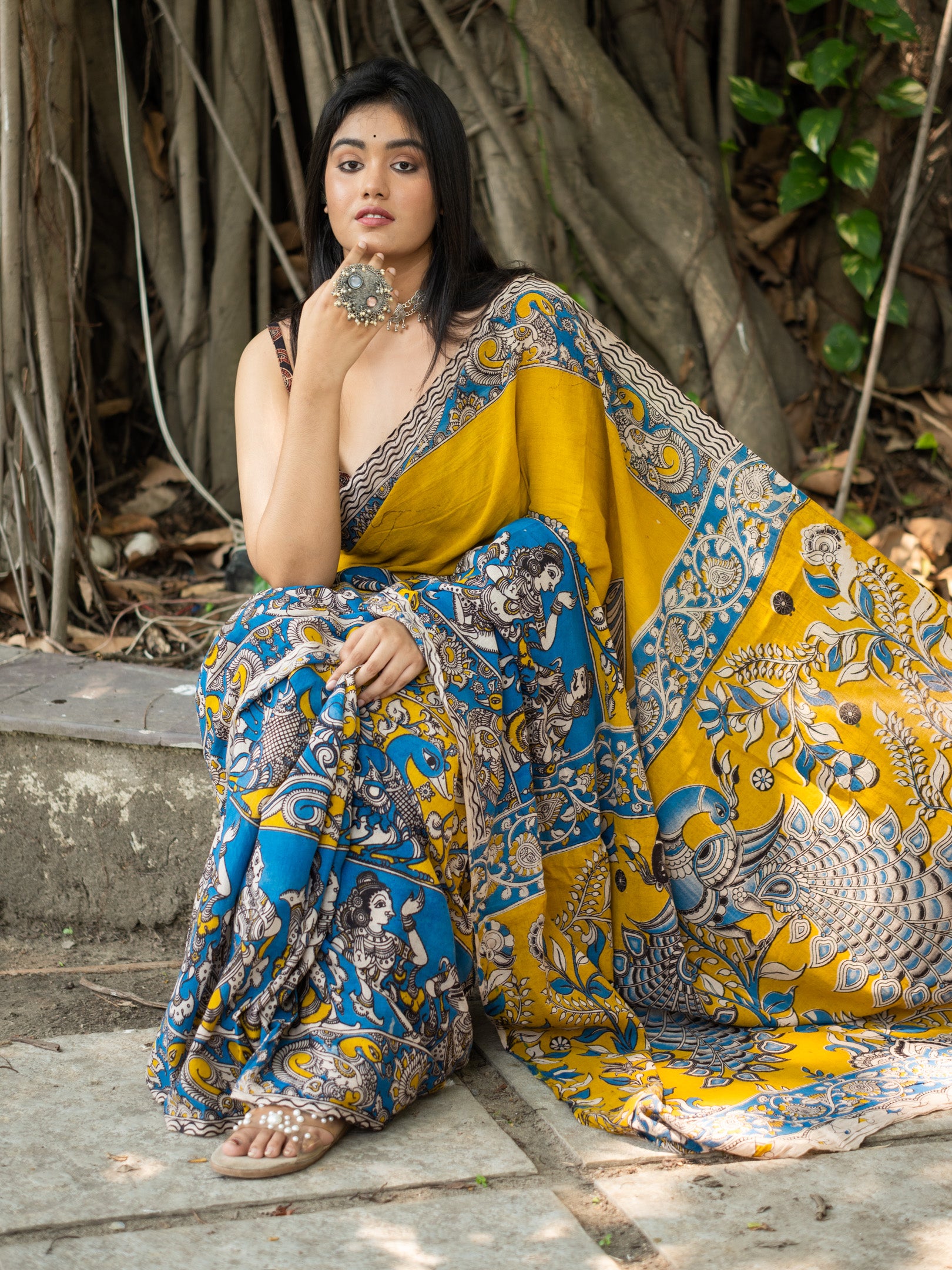 Dhansiri Kalamkari Saree