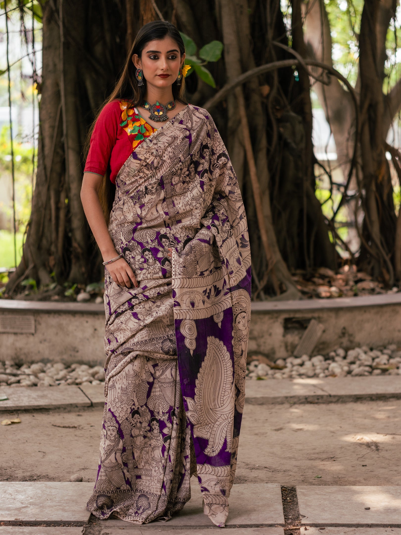 Grape Kalamkari Saree