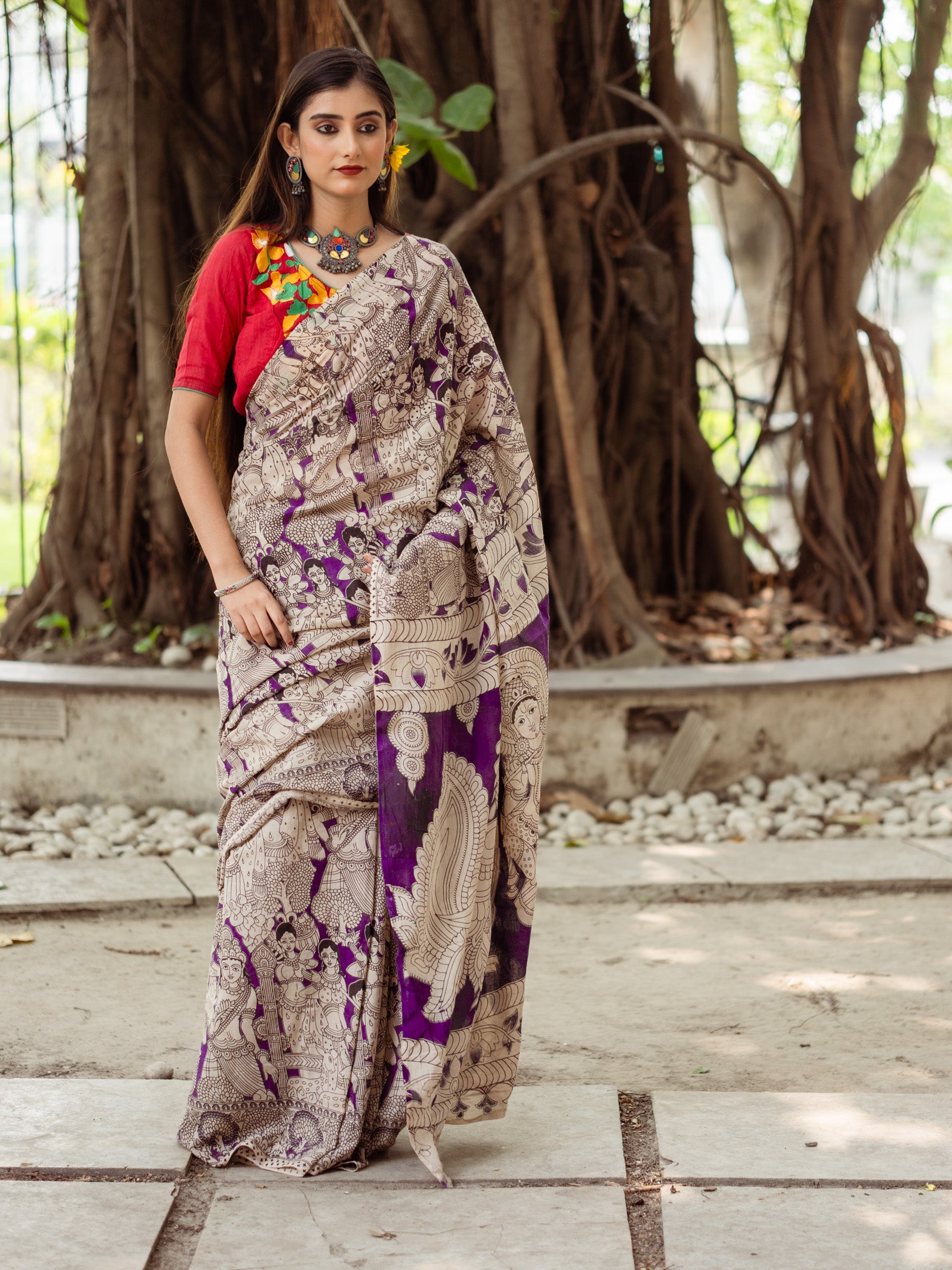 Grape Kalamkari Saree